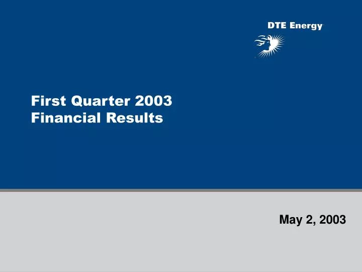 first quarter 2003 financial results
