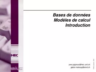 bases de donn es mod les de calcul introduction