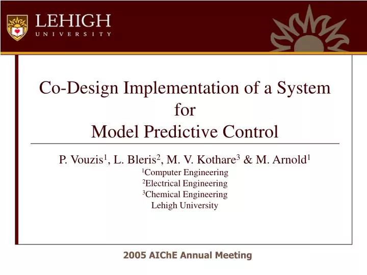 co design implementation of a system for model predictive control