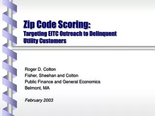 Zip Code Scoring: Targeting EITC Outreach to Delinquent Utility Customers