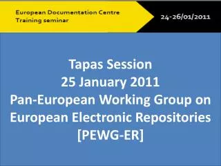 Tapas Session 25 January 2011 Pan-European Working Group on European Electronic Repositories