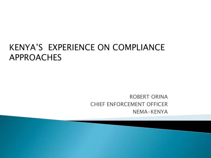 kenya s experience on compliance approaches