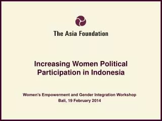 Increasing Women Political Participation in Indonesia