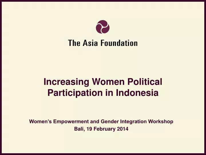 increasing women political participation in indonesia