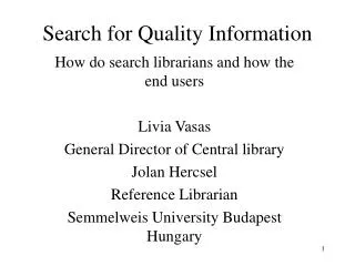Search for Quality Information