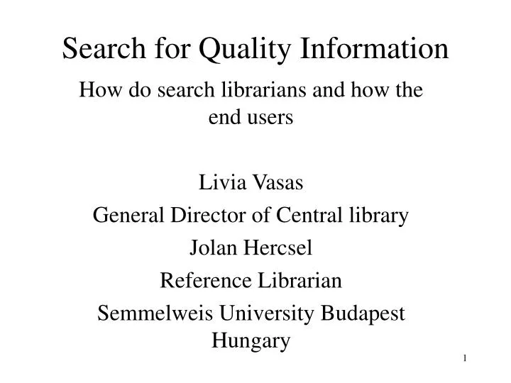 search for quality information