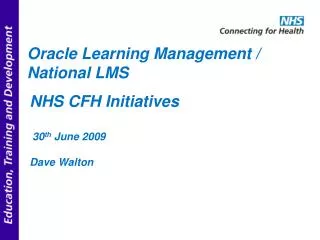 Oracle Learning Management / National LMS