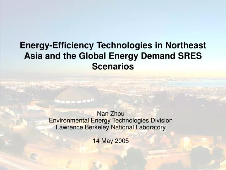 energy efficiency technologies in northeast asia and the global energy demand sres scenarios