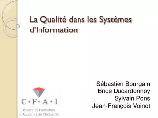 la qualit dans les syst mes d information