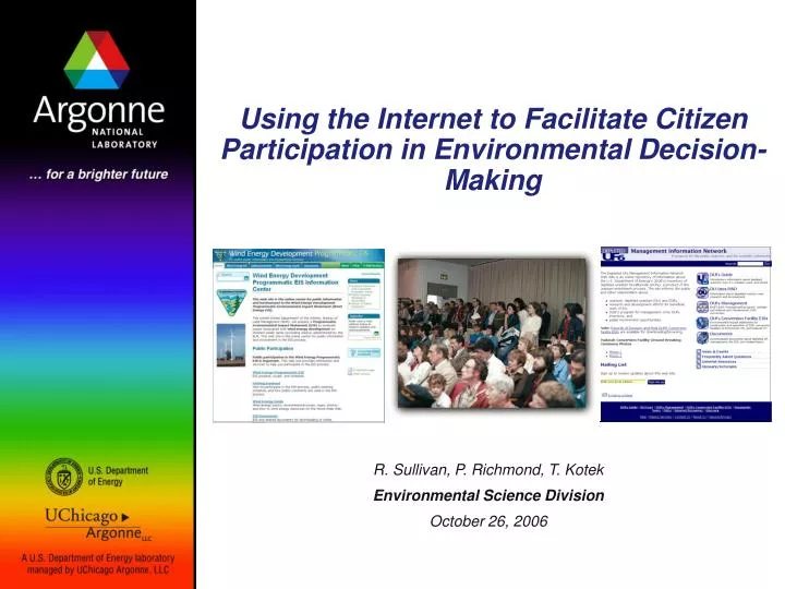 using the internet to facilitate citizen participation in environmental decision making