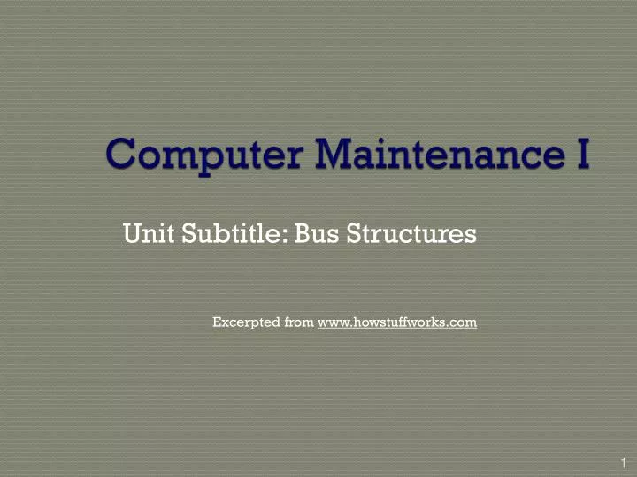 computer maintenance i
