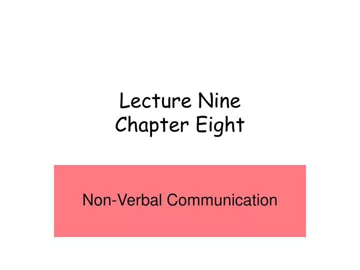 lecture nine chapter eight