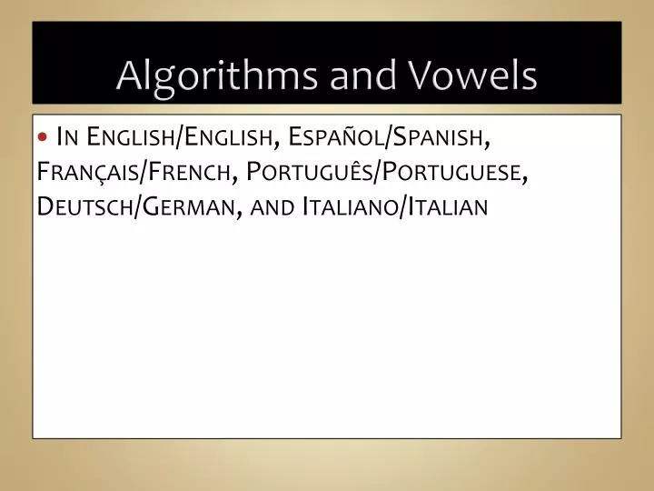 algorithms and vowels