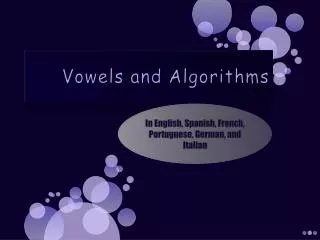 Vowels and Algorithms