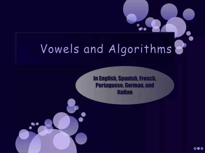 vowels and algorithms