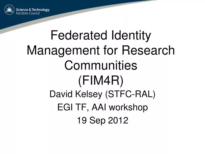 federated identity management for research communities fim4r