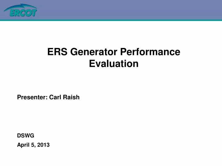 ers generator performance evaluation