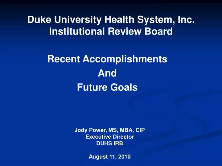 duke university health system inc institutional review board