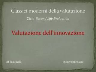 classici moderni della valutazione