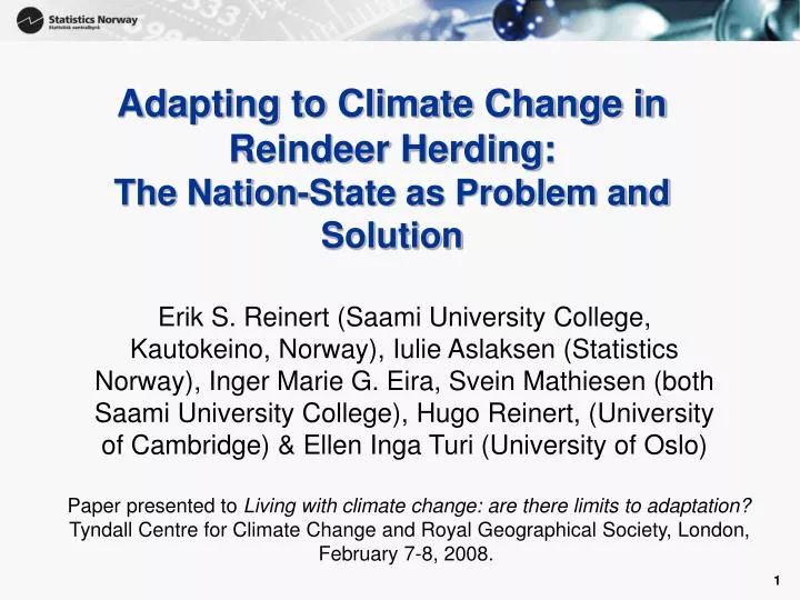 adapting to climate change in reindeer herding the nation state as problem and solution