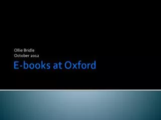 E-books at Oxford