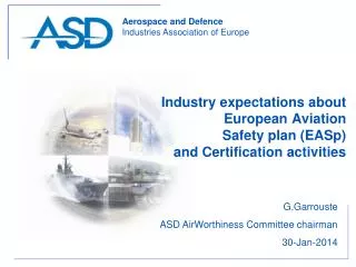 Industry expectations about European Aviation Safety plan (EASp) and Certification activities