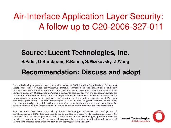 air interface application layer security a follow up to c20 2006 327 011