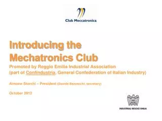 Introducing the Mechatronics Club Promoted by Reggio Emilia Industrial Association