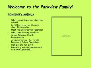 Welcome to the Parkview Family!