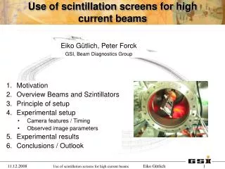 Use of scintillation screens for high current beams