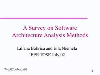 A Survey on Software Architecture Analysis Methods