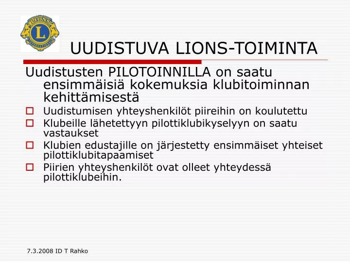 uudistuva lions toiminta