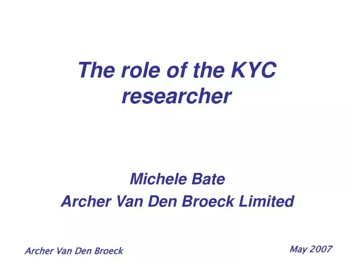 the role of the kyc researcher