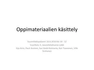oppimateriaalien k sittely