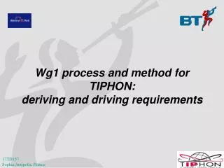 Wg1 process and method for TIPHON: deriving and driving requirements