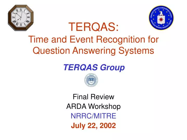 terqas time and event recognition for question answering systems