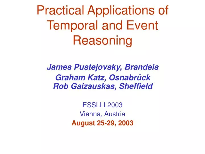 practical applications of temporal and event reasoning