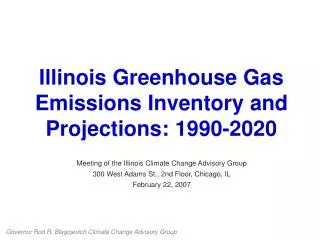 Illinois Greenhouse Gas Emissions Inventory and Projections: 1990-2020