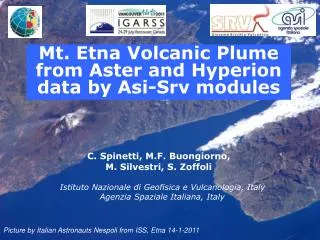Mt. Etna Volcanic Plume from Aster and Hyperion data by Asi-Srv modules