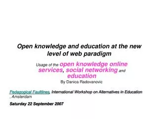 Open knowledge and education at the new level of web paradigm