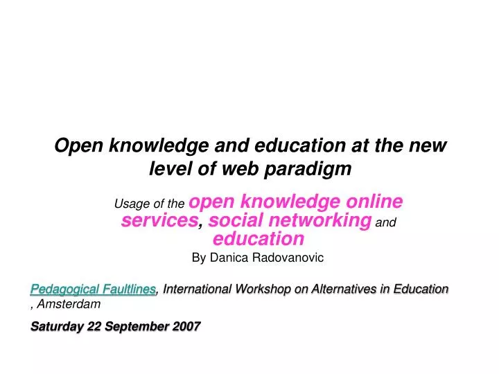 open knowledge and education at the new level of web paradigm