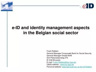 e-ID and identity management aspects in the Belgian social sector