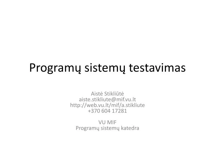 program sistem testavimas