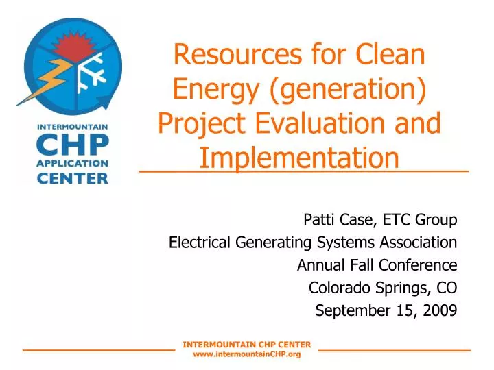 resources for clean energy generation project evaluation and implementation
