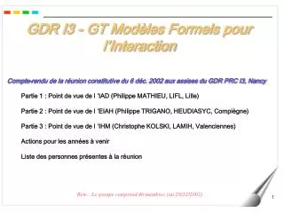 gdr i3 gt mod les formels pour l interaction