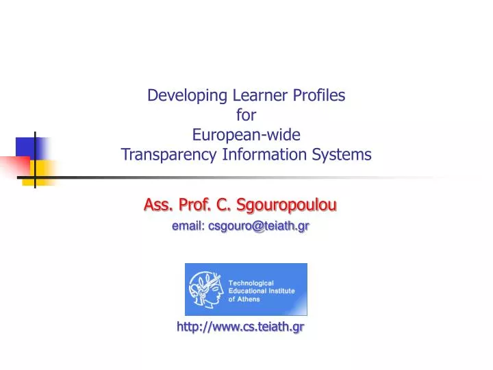 developing learner profiles for european wide transparency information systems