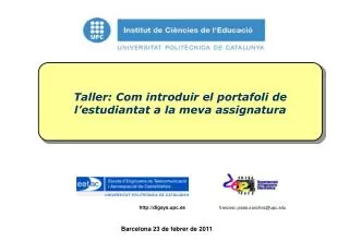 taller com introduir el portafoli de l estudiantat a la meva assignatura