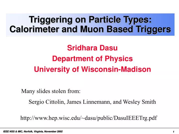 triggering on particle types calorimeter and muon based triggers