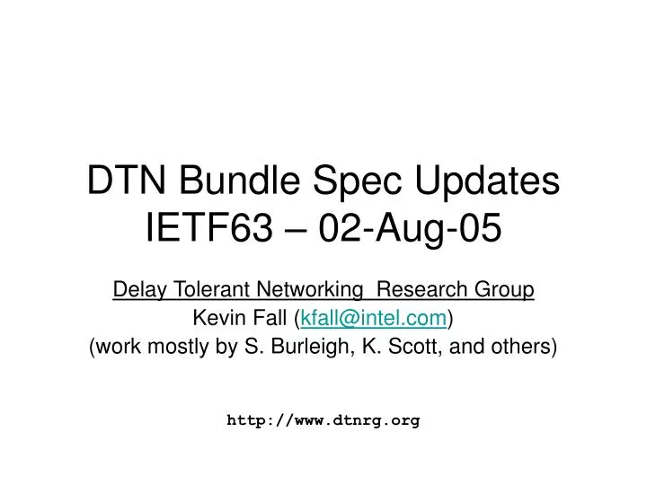 dtn bundle spec updates ietf63 02 aug 05