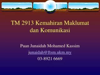 tm 2913 kemahiran maklumat dan komunikasi